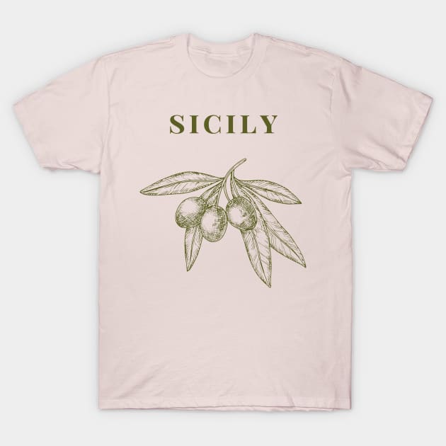 Sicily Olive Branch Italy Design T-Shirt by yourstruly